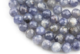 Natural Pale Iolite Beads Full Strands-15.5 inches- Nice Size Hole- Diamond Cutting, High Facets-Nice and Sparkly-Faceted Round