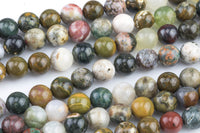 ORIGINAL Ocean Jasper Beads smooth round sizes, 4mm, 6mm, 8mm, 10mm, 12mm - In Full 15.5 inch Strand- AA Quality - Original Stock Very Rare!