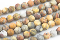 Natural Mexican Crazy Laced Agate Matt Round 4mm, 6mm, 8mm, 10mm, 12mm- Full 15.5 Inch Strand- Gemstone Beads