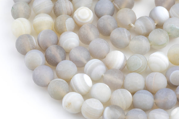 Natural Matte Faceted Banded Agate, High Quality in Matte Faceted Round, 6-10mm Gemstone Beads