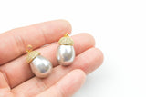 Teardrop Mother of Pearl Paved in CZ- Pendant- approximately 14*24mm