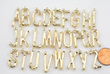 1 pc Bamboo Letters Alphabet Initial- Letter Bamboo charms Brass pendant - Real Gold Plating