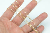 Gold Filled Flat Tubed Chain, 3 plus 1 Oval Links, Wholesale, USA Made, Chain by foot Permanent Jewelry Chain