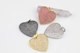 Heart CZ Gold, Gunmetal, White Gold Pave Pendant- 30mm