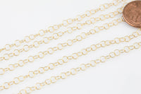 Gold Filled Texturized Round Chain, 3.4mm, Wholesale, BULK Low Price, Chain by foot Permanent Jewelry Chain