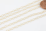 Gold Filled Texturized Round Chain, 3.4mm, Wholesale, BULK Low Price, Chain by foot Permanent Jewelry Chain