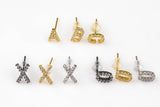 Initial Earrings Stud Dainty Letter Earring Gold, White Gold and Gunmetal- Monogram Alphabet Post Small Gold Initial A -Z Gift-Sold in Pairs