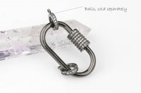 CZ Micro Pave Oval Shape Screw Clasp, Gold/Rose gold/Gunmetal/Silver Plated U Shape Clasp Lock, Carabiner Pave Lock, 16x30mm