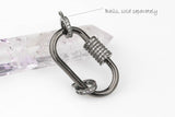 CZ Micro Pave Oval Shape Screw Clasp, Gold/Rose gold/Gunmetal/Silver Plated U Shape Clasp Lock, Carabiner Pave Lock, 16x30mm