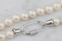 Knotted Freshwater Pearl With Screw Clasp- 19 inches- 9-10mm AAA Pearls