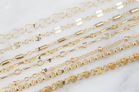 Gold Filled Chain by the Foot - USA Made -Beaded Chain, Satellite Chain, Bar chain, Cable chain, Perfect For Permanent Jewelry - Made in USA