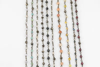 Gemstone Gunmetal Pyrite Rosary Style Necklace- Minimalist- Light and dainty- Select your length in Menu