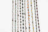 Gemstone Gunmetal Pyrite Rosary Style Necklace- Minimalist- Light and dainty- Select your length in Menu