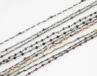 Gemstone Gunmetal Pyrite Rosary Style Necklace- Minimalist- Light and dainty- Select your length in Menu