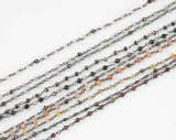 Gemstone Gunmetal Pyrite Rosary Style Necklace- Minimalist- Light and dainty- Select your length in Menu