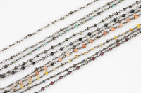 Gemstone Gunmetal Pyrite Rosary Style Necklace- Minimalist- Light and dainty- Select your length in Menu