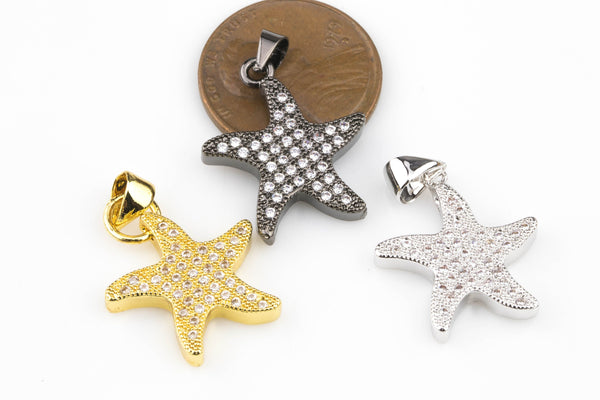 Starfish Charm Pave High Quality- All colors 16mm