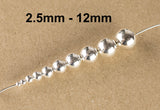 925 Sterling Silver Beads Seamless Beads WHOLESALE 925 Made in USA 2.5mm 3mm 4mm 5mm 6mm 7mm 8mm 9mm 10mm 12mm 925 Sterling silver Round