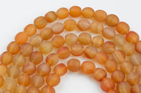 Natural Matte Banded Gray Agate Round Lantern 12mm and 14mm - In Full 15.5 Inch Strand Gemstone Beads