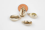 Wholesale Gold Edged Natural Cowrie Shell Puka Shell Beads- 4 Pcs Per order