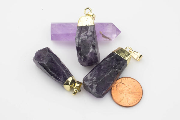 NATURAL Amethyst Drop Pendant 1.5 inches