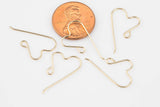 Gold Filled Earring Heart Ear Wire 14mm - 14/20 Gold Filled- USA Product-22mm- 4 pieces per order- 2 pairs