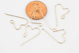 Gold Filled Earring Heart Ear Wire 14mm - 14/20 Gold Filled- USA Product-22mm- 4 pieces per order- 2 pairs