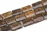 Natural High Quality Bronzite Rectangles - Approx 25x18mm sizes may vary - Full Strand 16" Gemstone Beads