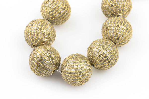 Diamond Pave Round Beads- All SIzes- Gold