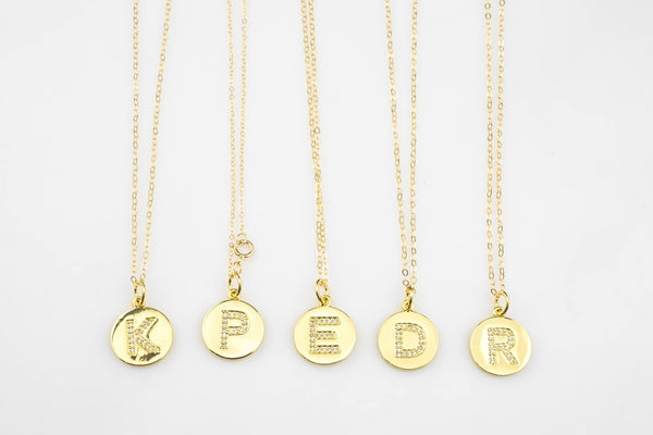 Alphabet Letter Letters Round Charms Gold and Silver / White Gold - 14mm Coin - Perfect for personalization Letters