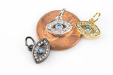 Evil Eye CZ Charms Gold, Gunmetal, Silver Pave Small Charm