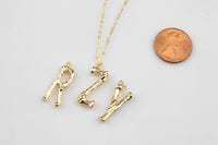 1 pc Bamboo Letters Alphabet Initial- Letter Bamboo charms Brass pendant - Real Gold Plating