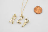 1 pc Bamboo Letters Alphabet Initial- Letter Bamboo charms Brass pendant - Real Gold Plating