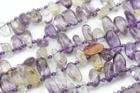 Natural Amethyst-Puffy Drops Beads- High Quality- Full Strand 16" - 10x20mm Gemstone Beads