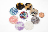 8pcs Tortoise Shell Acetate Circle Pendant Charm - 29mm- 1 Hole- 8 Pieces per Order