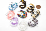 Tortoise Shell Acetate Earring- 30mm Flat Huggie Stud Drop- Ready to Wear- High Quality - orderTortoise Shell Huggies