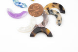 12pcs Tortoise Shell Acetate Crescent Shaped Charm Pendant- 11x27mm- 12 Pieces per Order
