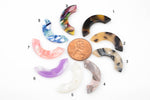 12pcs Tortoise Shell Acetate Crescent Shaped Charm Pendant- 11x27mm- 12 Pieces per Order