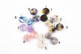 8pcs Tortoise Shell Acetate Earring- 12mm Round Flat Stud- Ready to Wear- High Quality Gold Plating- 4 pairs per order