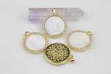 Mother of Pearl Saint Jude Santa Judes Coin Pedant - Natural Mother of Pearl Bezeled with CZ Paves 1 pc 25mm