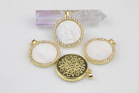 Mother of Pearl Saint Jude Santa Judes Coin Pedant - Natural Mother of Pearl Bezeled with CZ Paves 1 pc 25mm