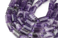 Natural Amethyst- Faceted Barrel Beads- High Quality- 10x14mm- Full Strand 16" - 22 Pieces Gemstone Beads