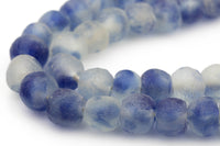 Recycled Glass Beads African Glass Beads - approx 14mm Royal Blue Beads - African Sea Glass - Made in Ghana