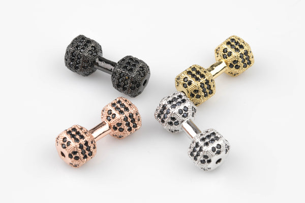 DumbBell Weigh Cz- Black Stones- All Colors