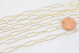 Gold Filled Tubed Chain, Elongated Oval Chain, 5 x 15 mm links, , Wholesale, USA Made, Chain by foot- Paper Clip Chain