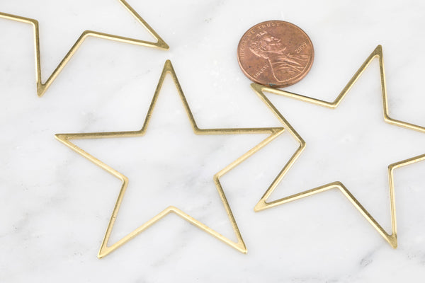 Large Star BRASS- 54mm- 4 pcs per Order
