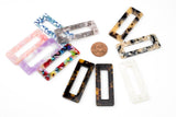8pcs Tortoise Shell Acetate Hollow Rectangular Pendant Charm - 20x50mm- 1 Hole- 8 Pieces per Order