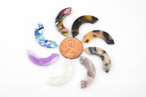12pcs Tortoise Shell Acetate Crescent Shaped Charm Pendant- 11x27mm- 12 Pieces per Order