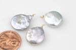 USA Gold Filled Natural Coin Pearl Charms Drop Pendant Handmade Approx. 12-14mm. Made w Natural Freshwater Coin Pearl and Gold Filled Wire