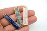 Gemstone Stone Faceted Rectangle Bar Pendants Sticks - 10x40mm